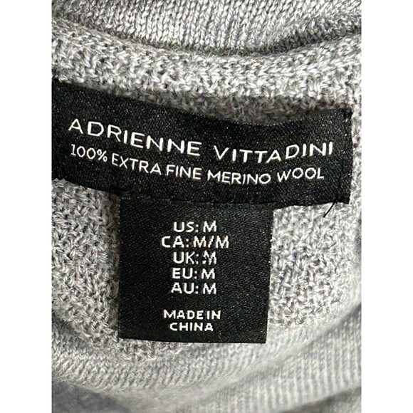 Adrienne Vittadini MEDIUM Gray 100% Extra Fine Merino Wool COWL Collar Sweater - Picture 16 of 16